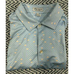 Peter Millar Men's Summer Comfort Polo Shirt L Blue Sunglasses Printed Golf Casu